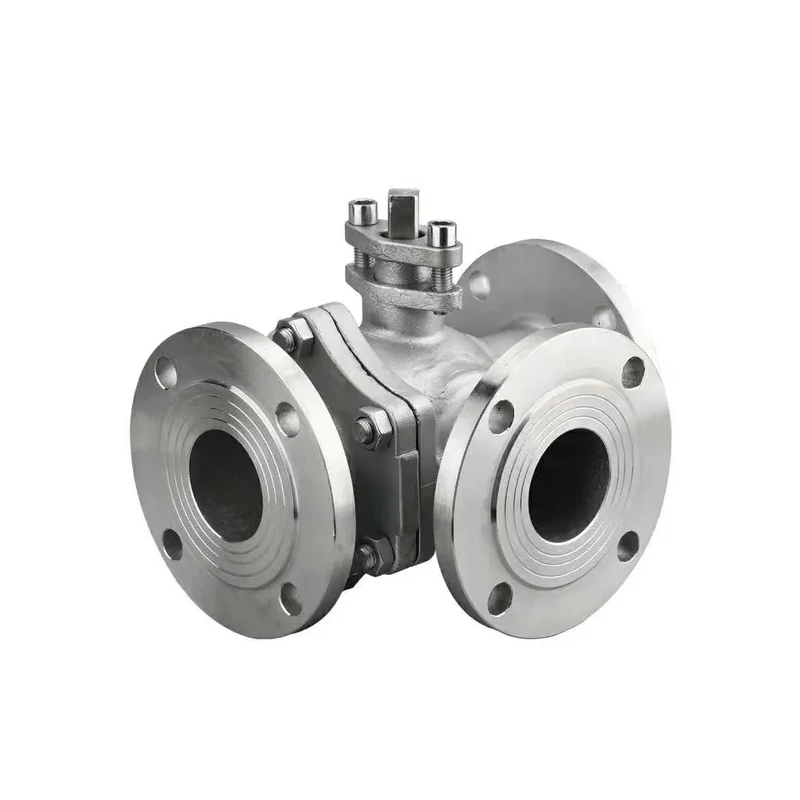 Floating 3 Way Metal Seated Floating Ball Valve Flange Type